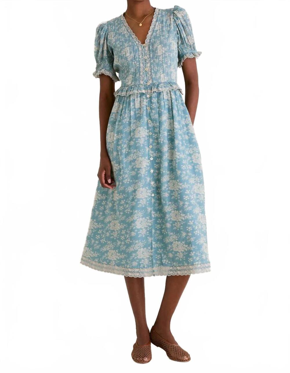 NEW SEA kirsten print long dress in sky